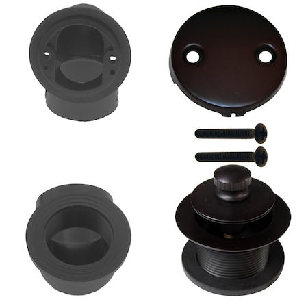 Westbrass ABS 1-1/2" Plumber's Pack Pull & Drain Bathtub Drain with Two-Hole Overflow, Oil Rubbed Bronze D574-12
